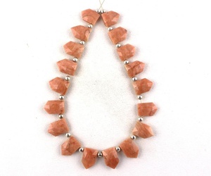 เหลี่ยมเพชรพลอยรูปห้าเหลี่ยมธรรมชาติแอปเปิ้ลปะการังหินโมราพลอย Briolette ลูกปัด2022แฟชั่นเครื่องประดับทำหิน - Product Image 1