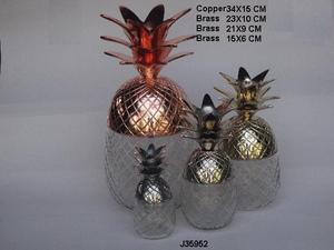 Pineapple Gold Copper Silver & Glass <b>Storage</b> Box Small Candy Jar Home Decor Kitchen <b>Storage</b> - Product Image 6