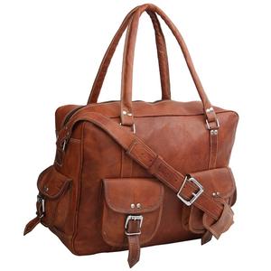 Vintage Goat Pure Leather Multipurpose Crossbody 16 Inch <b>Luggage</b> Travel Bag - Product Image 2