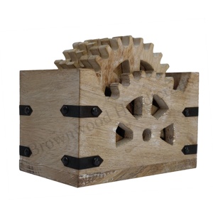 Ensemble de sous-verres en bois artistique en forme d'engrenage Design fait main parfait pour les tasses à café et les porte-verres disponibles au prix d'usine - Product Image 4