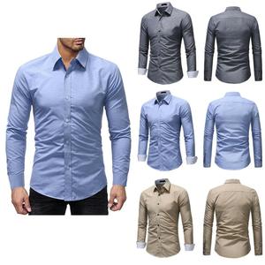 เสื้อเชิ้ตผู้ชายทรงคลาสสิกสั่งตัดพิเศษ ผ้าทวิลล์คอตตอน 100% ทอลายเรียบ สวมใส่สบาย ทรงเข้ารูป ติดกระดุม - Product Image 4