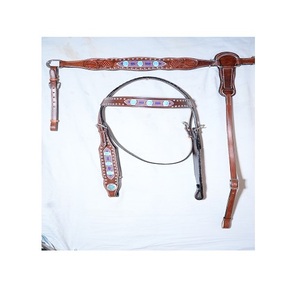 100% calidad premium asegurada Western Rein Headstall juego de coraza calidad asegurada 100% cuero Premium montar India al por mayor - Product Image 1