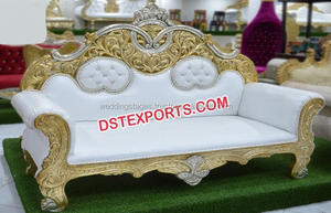 Conjunto de sofá tallado pesado musulmán para boda, muebles elegantes para ceremonia de compromiso, asiento de amor dorado con sillas - Product Image 2