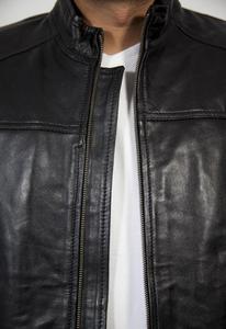 Veste classique en cuir noir à fermeture éclair pour hommes, mode hivernale élégante et pratique pour les motos et les motards - Product Image 4