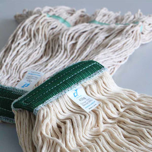 Recharge de remplacement de tête de serpillière en coton, professionnel, industriel, réutilisable, code couleur, extrémité bouclée - Product Image 5