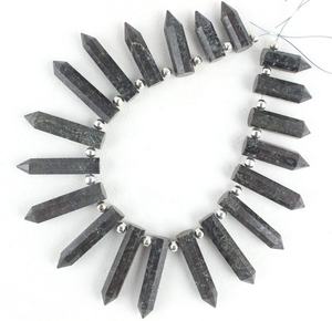 Kambaba Jasper พลอยธรรมชาติที่สวยงาม1เส้นลูกปัด Briolette ทรงดินสอเหลี่ยมเพชรพลอยสำหรับทำเครื่องประดับลูกปัดหลวม - Product Image 3