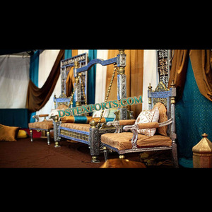 Ensemble de mariage en métal argenté sculpté Jhula, balançoires de mariage indien, mariage indien en métal argenté Jhula Australie - Product Image 1