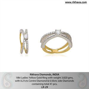 แหวนเพชรสีเหลืองทองสำหรับผู้หญิง18kt หรูหราเครื่องประดับหรูหราสำหรับผู้หญิง - Product Image 6