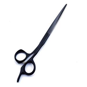 Tijeras profesionales de corte de pelo de peluquero, de alta calidad, hoja plana de acero inoxidable, color negro, con logotipo del cliente - Product Image 1