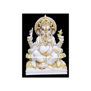 Statue du Dieu Ganesh en marbre blanc - Product Image 1