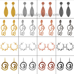 Bijoux en argent sterling 925 plaqué or Peach Moonstone Black Rutile Quartz boucles d'oreilles en pierres précieuses pour cadeau de mariage pour femme. - Product Image 2