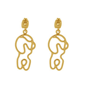 Boucles d'oreilles en argent sterling 925 à texture unie Boucles d'oreilles à la mode plaquées or pour mariage, anniversaire ou fête. - Product Image 1