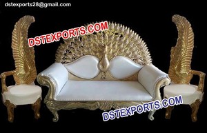 Elegante blanco y oro etapa amor-Asientos de boda de lujo chapado en oro dos asientos boda novia y el novio etapa sofá - Product Image 6
