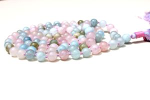 รุดร่า เจมส์ ลูกปัดมอร์แกไนต์ธรรมชาติคุณภาพสูง ขนาด 6 มม. 108 เม็ด สร้อยมาลาโยคะ ลูกปัดสวดมนต์แบบคลาสสิก ลูกปัดสวดมนต์เชิงจิตวิญญาณ ผูกด้วยมือโดยผู้อื่น - Product Image 2