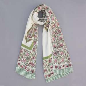 Écharpe en coton blanc imprimé bloc pour femmes, vente en gros, étole Dupatta 100X250 Cm - Product Image 1