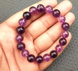 Pierre précieuse d'améthyste violet foncé et clair pour bracelet perles de naissance rondes lisses de février pour les anniversaires - Product Image 2