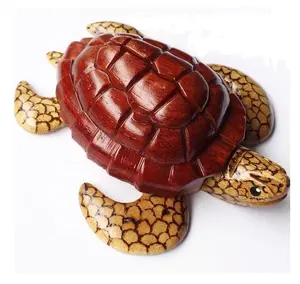 Hawaiian Style Wood Keepsake Jewelry Puzzle Box Swimming Turtle (Sandy 84587176063)