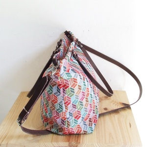 Sac fourre-tout avec sangles en cuir, sac tapisserie, sac à couches POB-0030 - Product Image 3