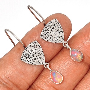 Coolest 925 plata esterlina ópalo de fuego piedras preciosas pendientes colgantes de plata joyería para proveedor mayorista ODM OEM pendientes hechos a mano - Product Image 1