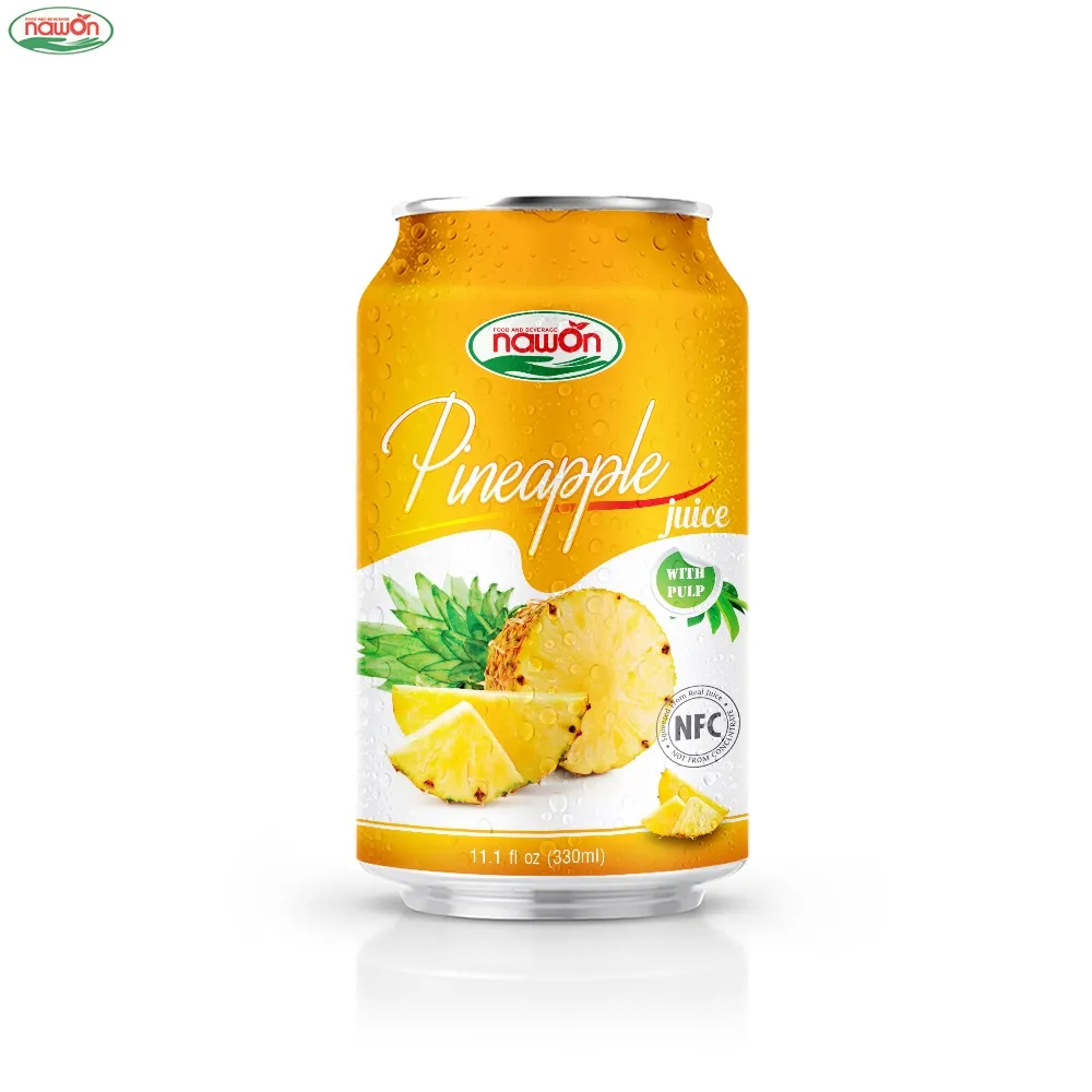 Alta quanlity 330ml nawon lata sem açúcar suco de abacaxi reduz fornecedores e fabricantes de colesterol