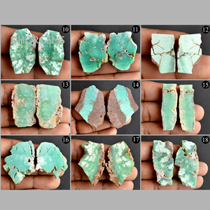 Rare Natural Green Australian Chrysoprase Rough Slice Loose Cabochon Gemstone Earring Pair Freeform Matched <b>Stone</b> <b>Bead</b> - Product Image 2