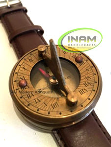 Antiguo Náutica de diseño decorativo hecho a mano reloj de latón brújula INAM artesanía - Product Image 3