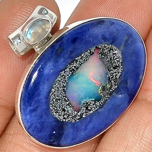 Pendentif en argent Sterling 925 pour femme, opale européenne, pierre de lune précieuse, argent massif - Product Image 5