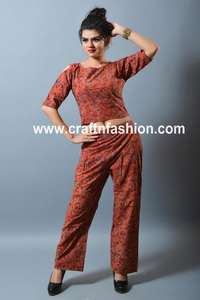 Conjunto de dos piezas informal bohemio para mujer-Top y pantalón corto de algodón a juego con media manga-Traje de verano - Product Image 4