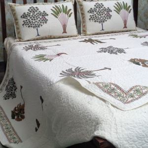 Latest Design Banana Palm Tree Hand Block Printed Queen Size Quilted <b>Bedspread</b> Factory Outlets Price for Home Use - Product Image 5
