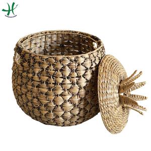 European Style Fashion Household Storage <b>Basket</b> Natural Seagrass and Water Hyacinth Pineapple Shape Laundry <b>Hamper</b> - Product Image 1