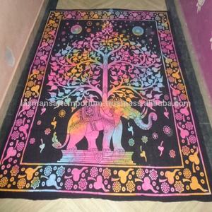 พรมผนังพิมพ์ลายต้นไม้แห่งชีวิตช้างหลากสี - Product Image 1