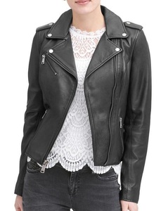 Veste en cuir pour femme style racer vert olive peau de mouton douce Look unique Street Fashion - Product Image 2