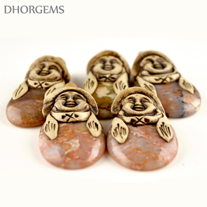 Crystal Laughing Buddha Pendant Natural <b>Polymer</b> Clay Stone Pendant Semi Precious Gemstone Wholesale Pendant Stone - Product Image 5
