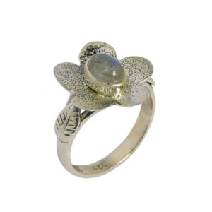 Anillo Vermeil de eternidad de Plata de Ley 925 auténtica con flor de piedras preciosas de labradorita accesorio de fiesta de boda hermoso de moda - Product Image 1
