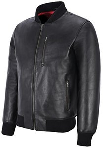 Bombardier rétro en cuir de vache pour hommes d'hiver OEM Veste noire avec col montant Prix - Product Image 2