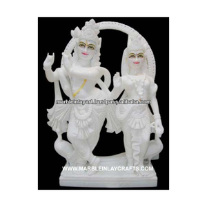 Lord White Marble Radha Krishna Statue - Product Image 1