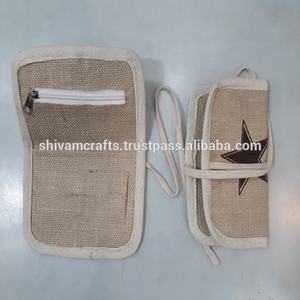 Monederos de yute con motivos mixtos, bolsas de tabaco de cáñamo para compras, venta al por mayor de La India - Product Image 1