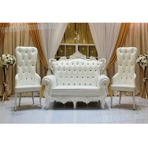 Muebles de boda con tema occidental blanco, escenario de recepción moderno, sofá blanco, muebles de cuero de boda blanco perla, decoración de boda - Product Image 1