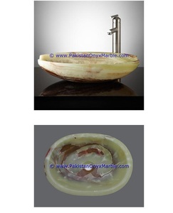 Fregadero ovalado de ónix verde oscuro Lavabo de ónix - Product Image 1