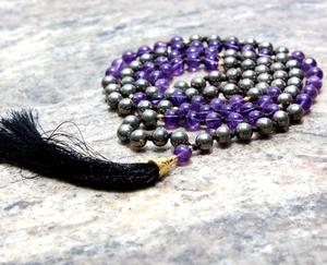 Collier de Perles Mala Unisexe 108 Style Bohème avec Améthyste pour Yoga Hindouisme Fêtes Cadeaux - Product Image 2