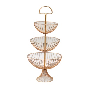 Panier de rangement pour fruits en fil de fer à trois niveaux Porte-fruits en métal durable - Product Image 6