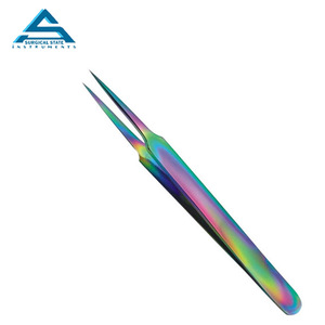 Pinzas para cejas con revestimiento de arcoíris personalizado de calidad profesional, extensión de pestañas, moldeador de cejas, manicura, Punta puntiaguda de belleza - Product Image 5