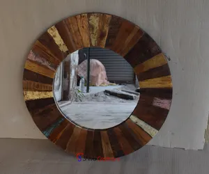 Bathroom Antique Rustic Distress Boat Wood Furniture Mirror Frame