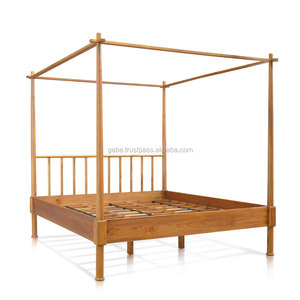 Poster de lit Santoz en bois de teck massif Lit de maison antique 180x200x210cm - Product Image 2