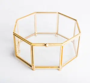 인기있는 우아한 디자인 육각 보석 유리 상자 도매 가격에 새로운 디자인 저장 유리 상자