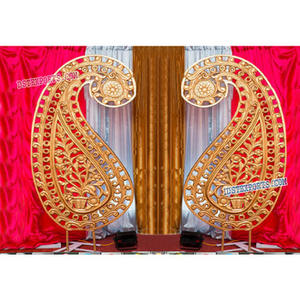 Panel de fibra de cachemir, paneles dorados tallados, diseño de Mango, para boda - Product Image 1