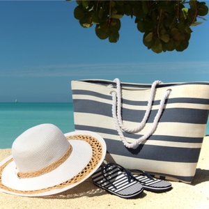 Sac à provisions écologique en toile et coton Sac de plage à la mode Grand sac en toile à rayures Sac de plage fourre-tout Fabricant en Inde - Product Image 6