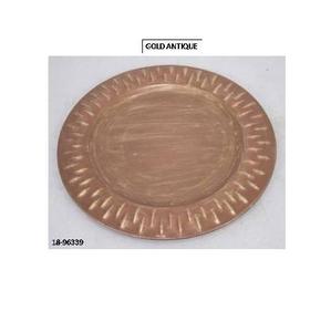 Assiette de présentation en métal gaufré, couleur or et cuivre, haute qualité, pour mariages, fêtes ou autres occasions - Product Image 1