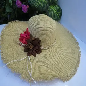 도매 사용자 정의 레이디 라피아 종이 플로피 파나마 여름 비치 태양 밀짚 모자