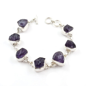 925 Sterling Sliver Amethyst Rough Stone <b>Bracelets</b> - Product Image 6